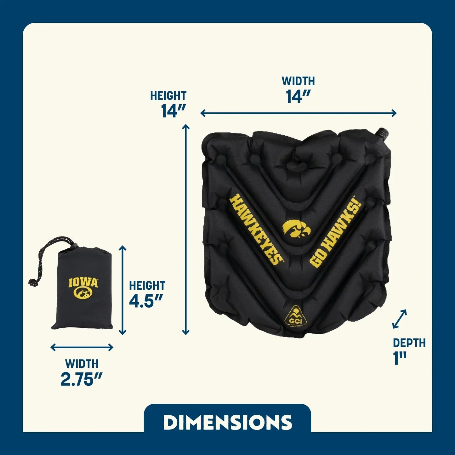 College V Seat™ Inflatable Stadium Cushion - Iowa Hawkeyes - Game Day Ready