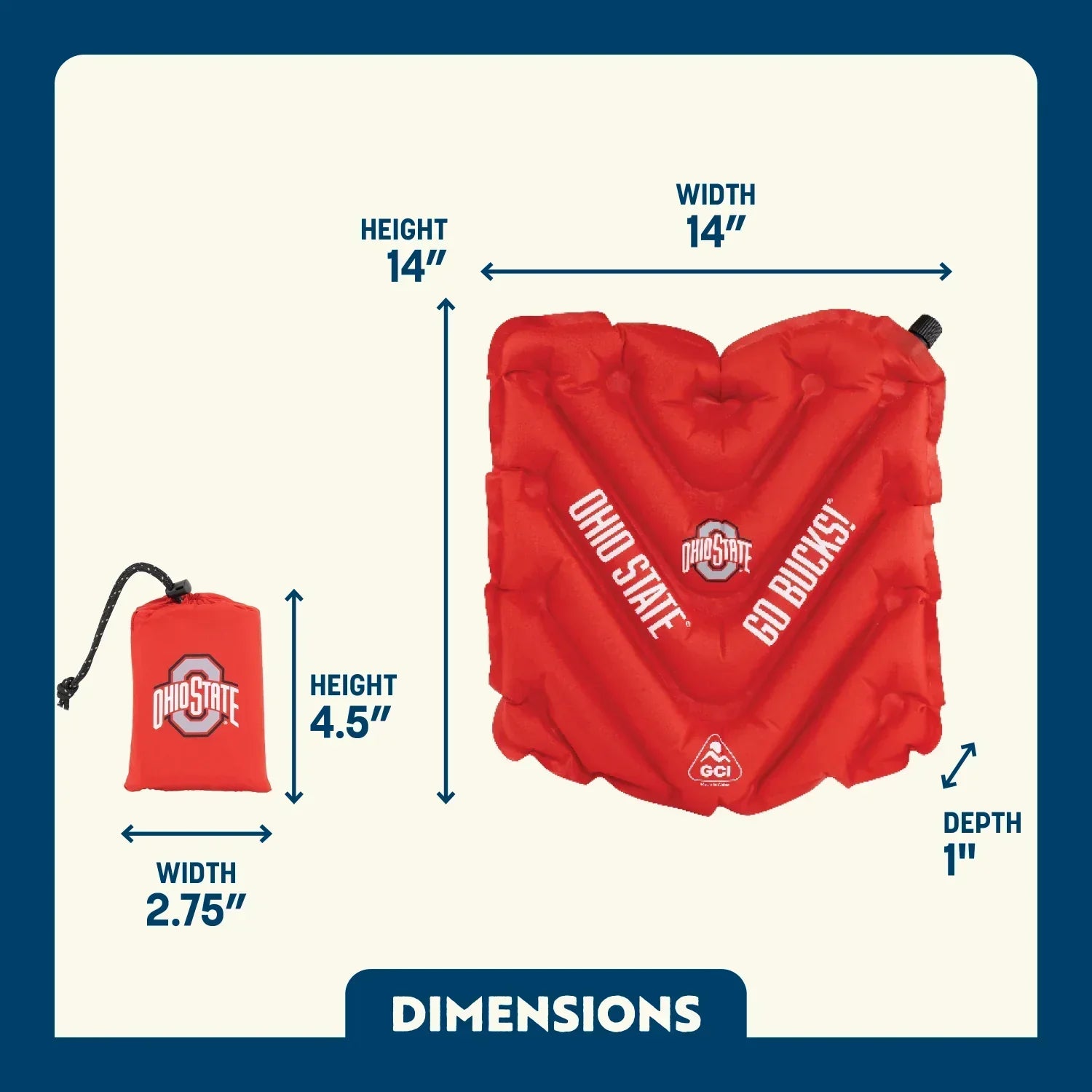 College V Seat™ Inflatable Stadium Cushion - Ohio State Buckeyes - Game Day Choice