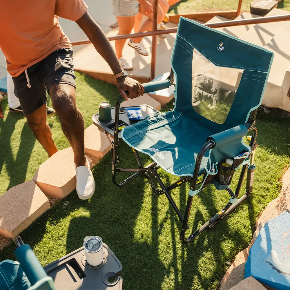 Stowaway Rocker™ with Side Table - Travel Setup
