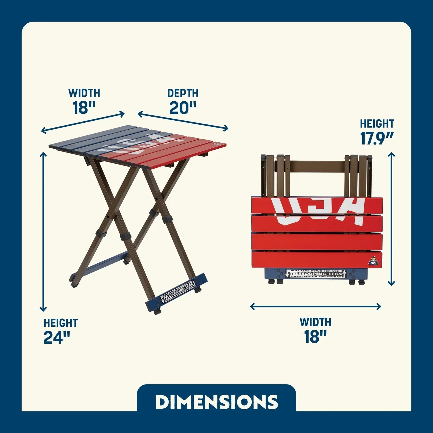Compact Camp Table 20™ - USA Anniversary Deluxe - Patio Station