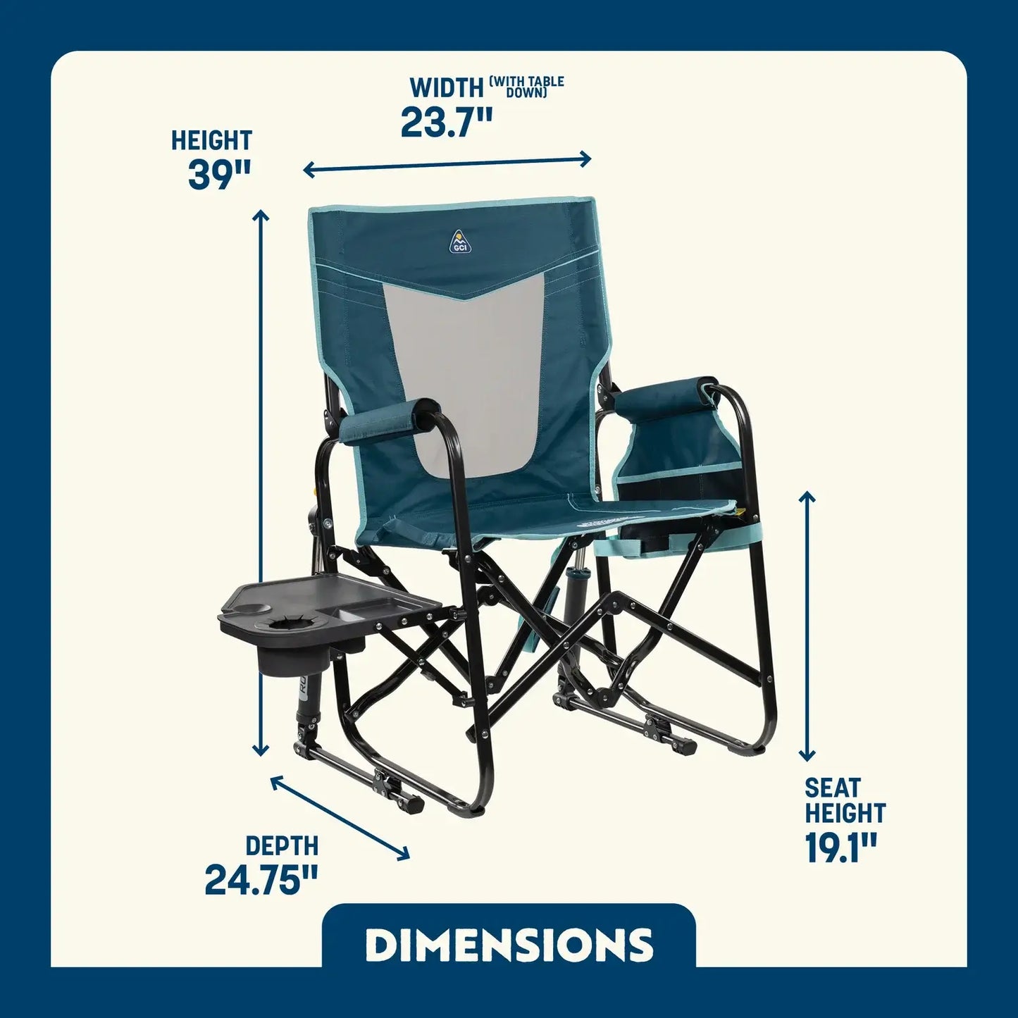 Stowaway Rocker™ with Side Table - Travel Setup