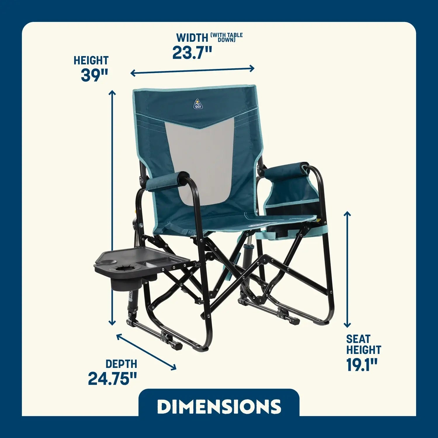 Stowaway Rocker™ with Side Table - Travel Setup